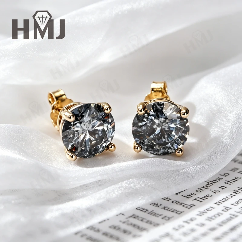 Einzigartige Salz- und Pfeffer-Diamant-Ohrringe aus 925er Sterlingsilber, grau, runder Schliff, Jubiläumsgeschenk, edler Schmuck für Damen – Detail 7