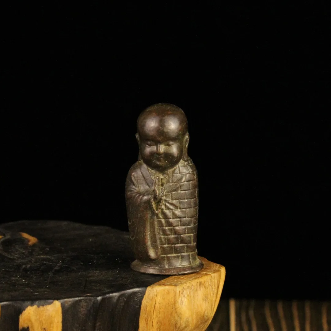 Bronze Little Monk Statue Buddha Statue Ornament Metal Boy Meditation Figure Art Sculpture Statue Home Decor Buddha Statue