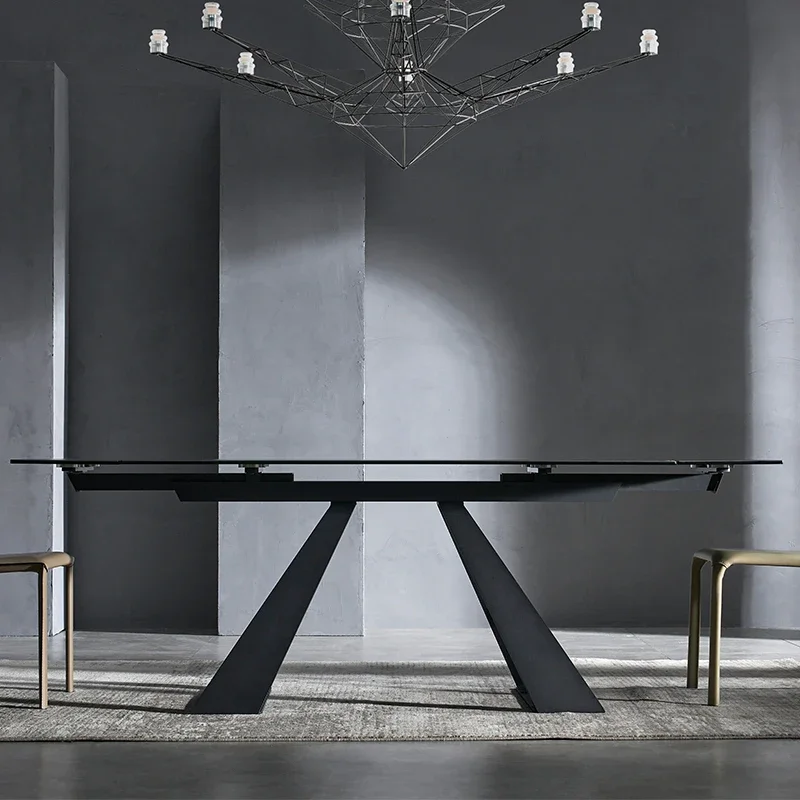 Black Design Dining Tables Luxury Nordic Slate Extendable Living Room Table Modern Minimalist Mesa Comedor Furnitures HD50CZ