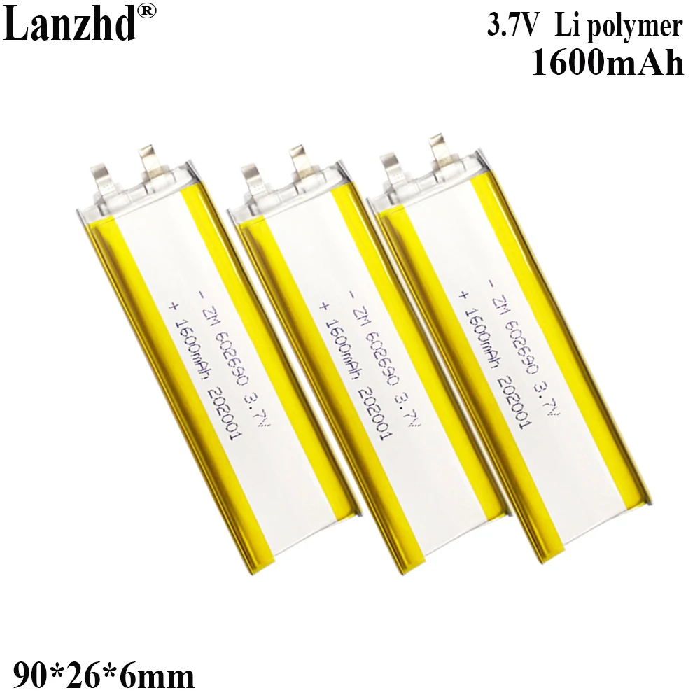 3.7V Li Polymer Battery 1600mah For MP3 Walkman translator locator calculator electric toy 602690