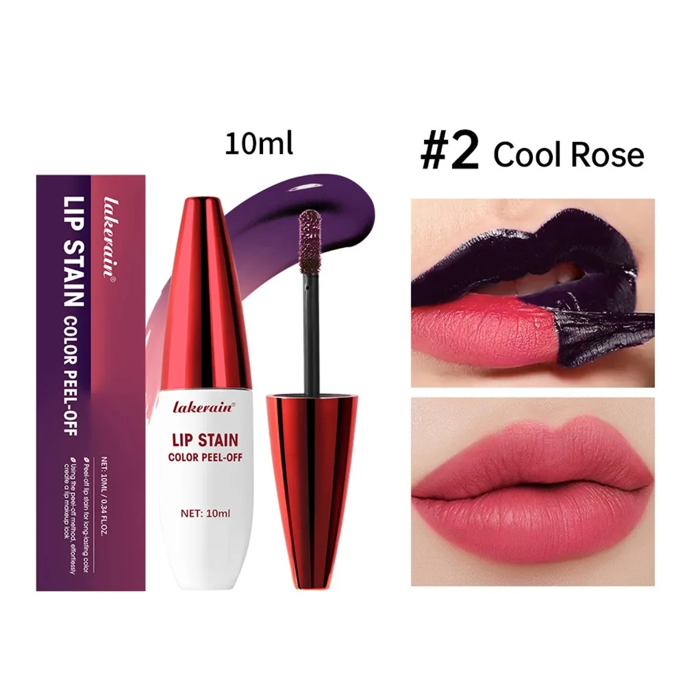 Brillo de labios despegable de 3 colores, no es fácil de decolorar, superficie mate, tinte de labios rosa, tatuaje resistente al agua, brillo de labios para niñas