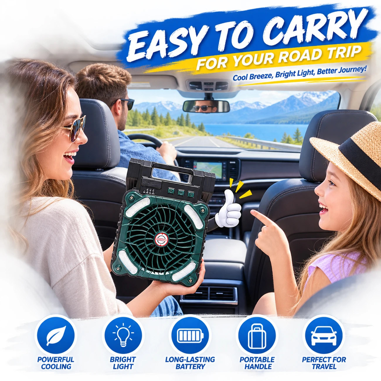 Portable Solar Fan Light, Made of High-Quality Abs Material, with Four Wind Speeds and Three Levels of 6200K Led Lighting, Featuring a Handle Design, Suitable for Camping, Power Outages, Night Fishing, Park Hiking, and Cooling after Playing Sports