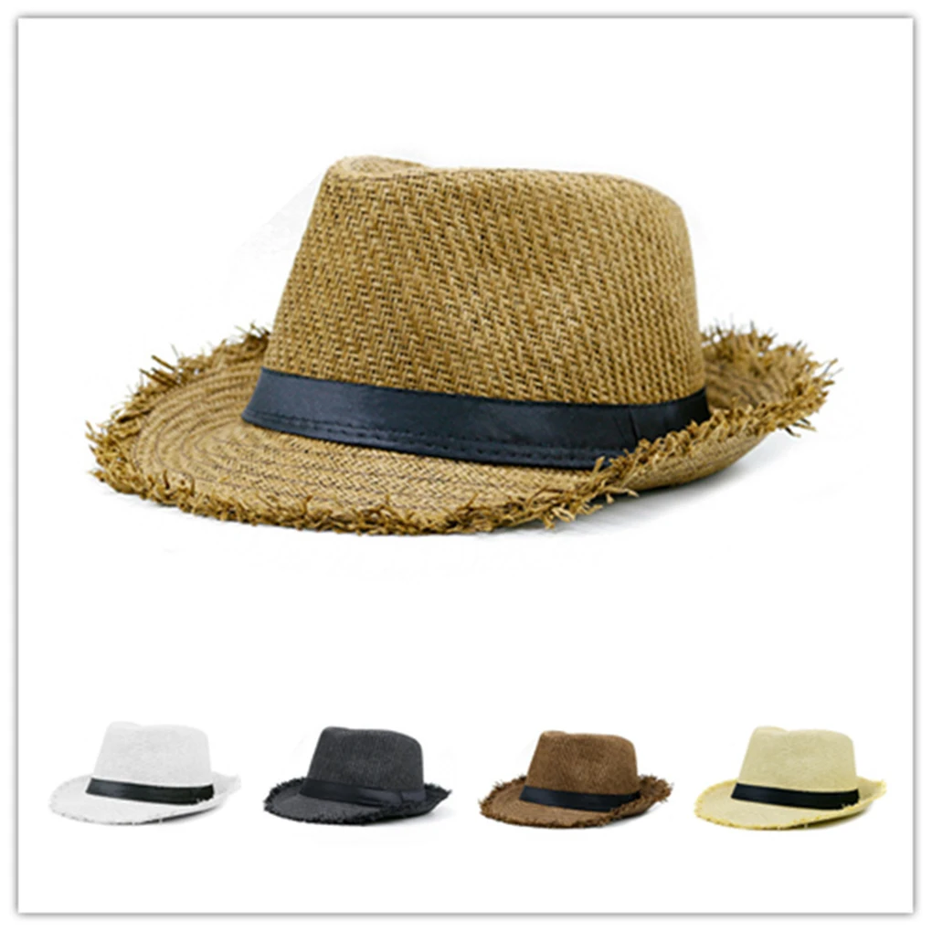 2025 New Panama Hats Men Women Beach Wide Brim Straw Hat Lady Summer Sun Hats Plus Size Fedora Hat 58cm