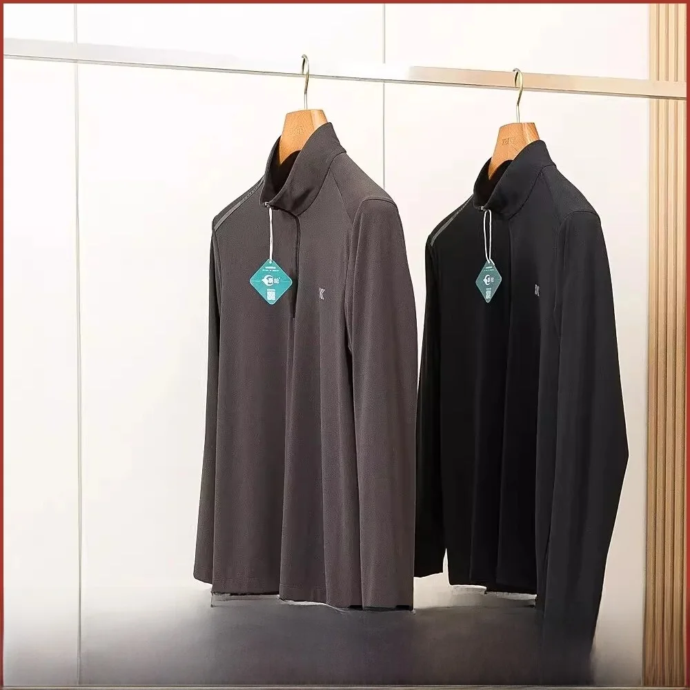 

Terryl Bio-Based Men's Zipper High Ne Self-Heating Base Layer irt Stand Fit Long Sve T-irt for Autumn And Winter