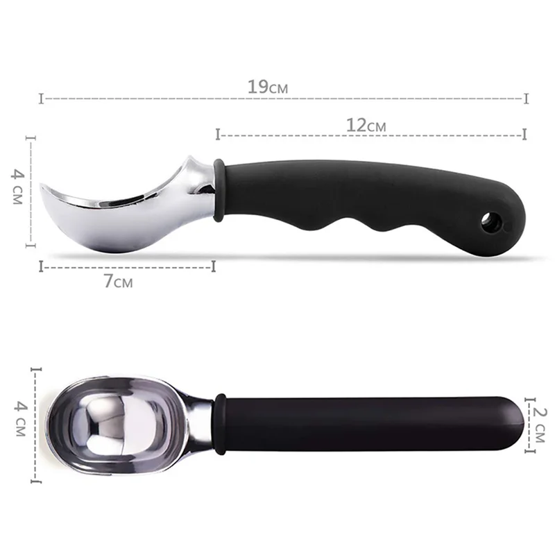 -BABQ 6X Colher de sorvete premium, colher segura para máquina de lavar louça com alça confortável e fácil aderência, design resistente e durável, preta