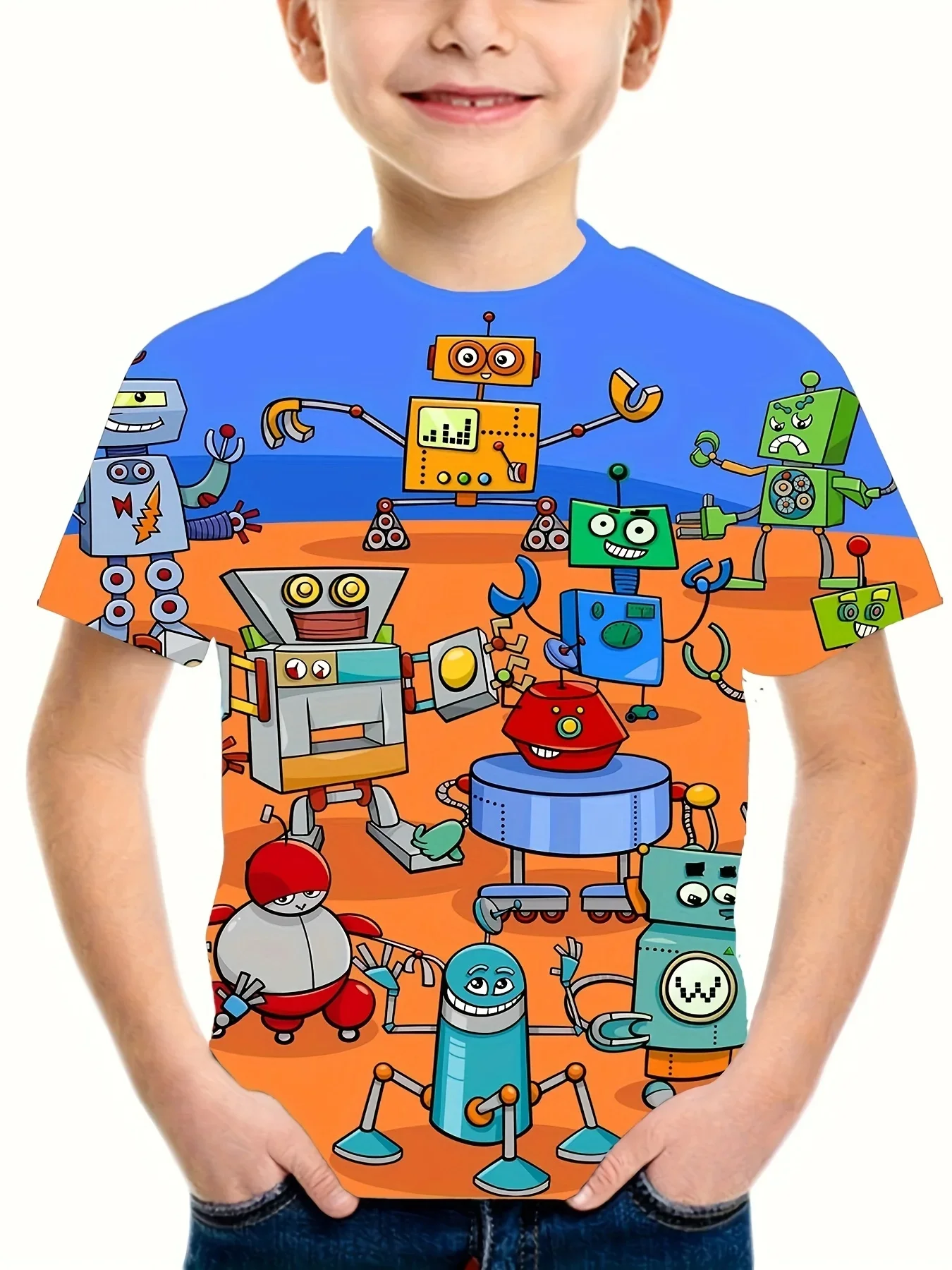 2024 Kids Clothes Summer Cartoon Print T-Shirt Short Sleeve Tops Fashion Casual Children Boy Girl Summer Tees 2 To 8 Years