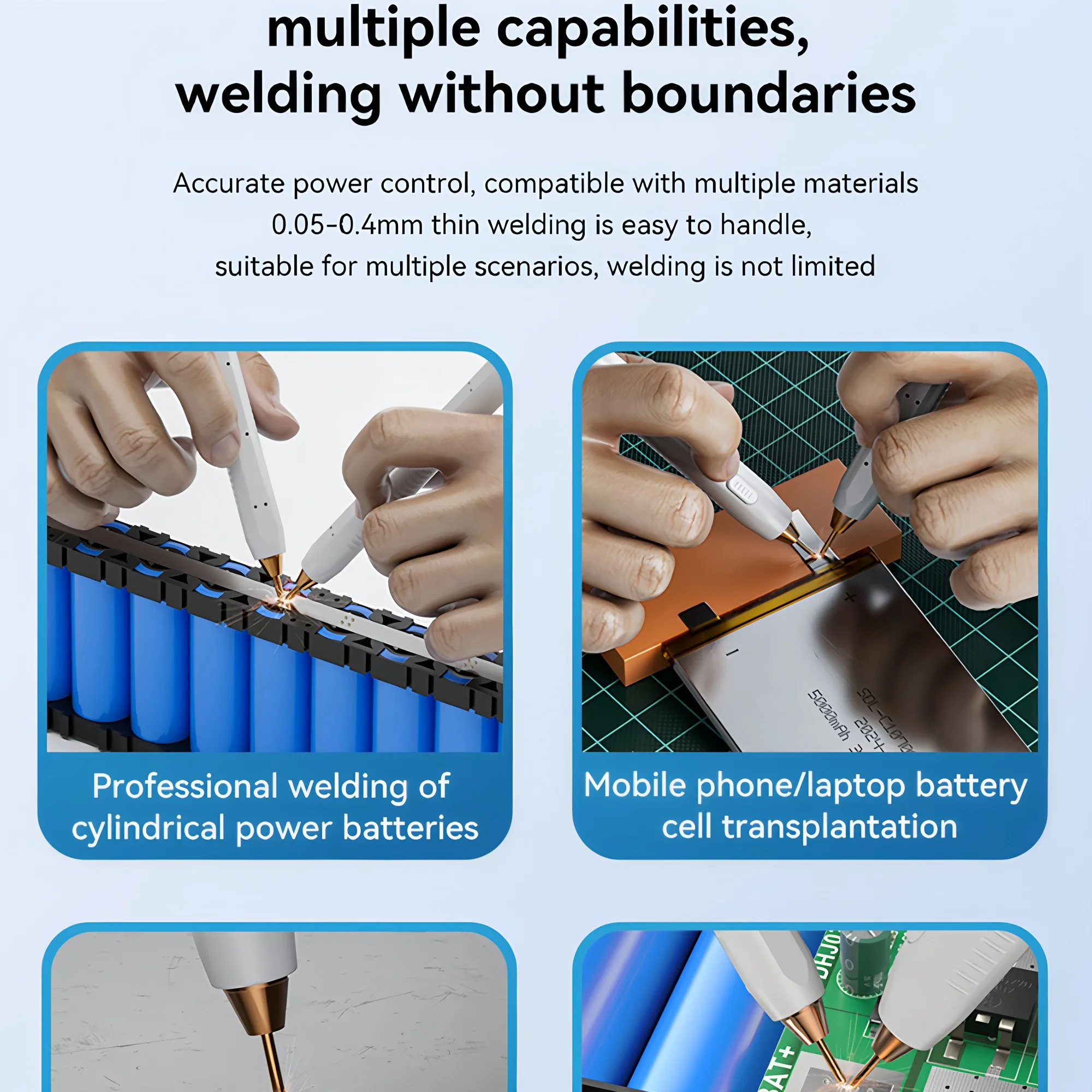 AWithZ UK3 Tragbarer Batterie-Punktschweißer 1650A für 18650 21700 32700 Zellen, Nickelstreifenschweißen, automatische Touch-Pen-Fußpedalsteuerung – Detail 13
