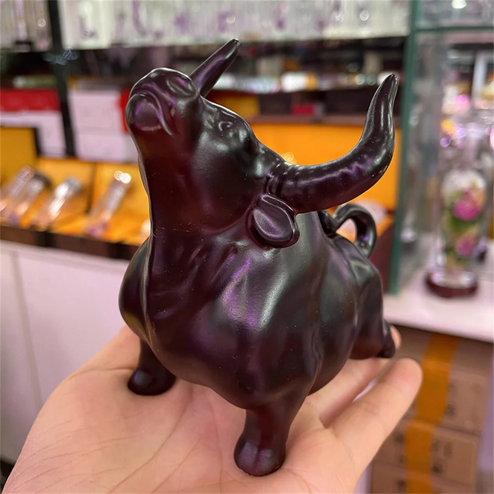 Resin Bullfighting Statue Angry Bull Ornament Crystal Ball Base Sphere Display Stand Creative Office Living Room Home Decor