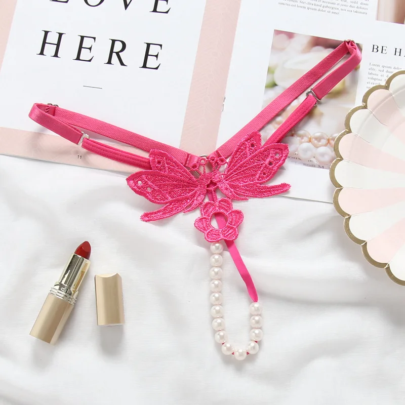 Daring ชุดชั้นในผู้หญิง Crotchless Ultra เซ็กซี่ G String Pearl กางเกงปรับเข็มขัดผีเสื้อร้อน Pornwear ชุดชั้นในเกมเพศ