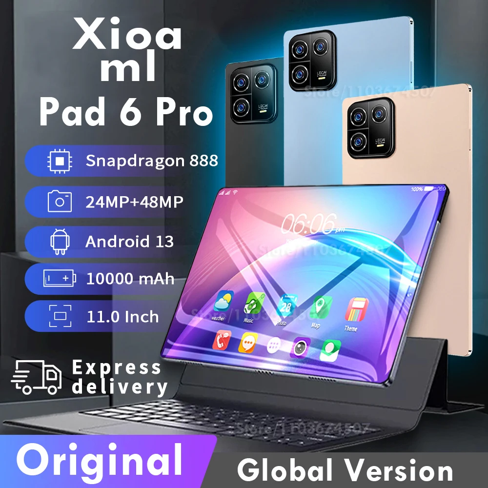 

2024 оригинальные планшеты Android Pad 6 Pro, ПК Snapdragon 888, 10000 мАч, 16 ГБ + 1024 ГБ, телефон с экраном HD 4K, Wi-Fi