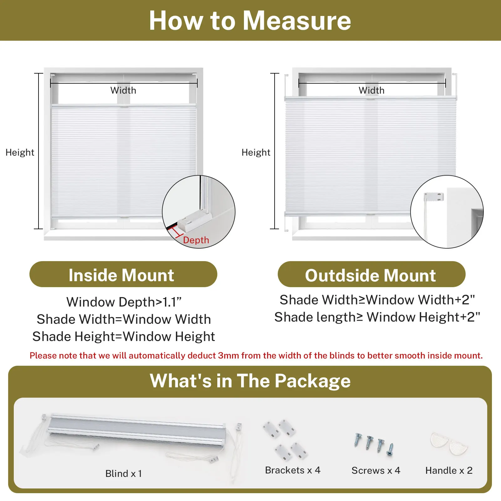 Moonice Cordless Honeycomb Blinds Light Filtering Top Down Bottom Up Cellular Blinds Easy Fit Inward-Opening Window Shade