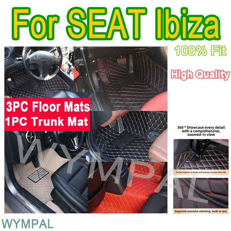 

Роскошные автомобильные коврики на заказ для SEAT Ibiza 2019 2020 2021, автомобильные автомобильные коврики, кожаные подушечки с полным покрытием