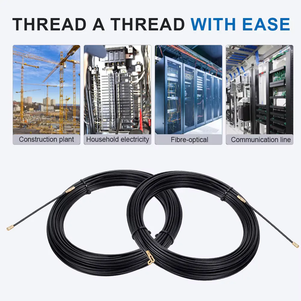 3mm 5M-40M Cable Puller Guide Push Puller Nylon Wall Wire Lead Electrician Spring Tape Conduit Threader Puller Wiring Aid Tool
