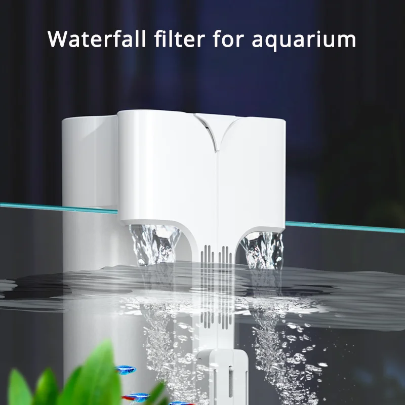 

Small Medium Aquarium Waterfall Wall Mounted Filtration Filter Adjustable Flow Surface Skimmer Fish Tank Waterfall Oxygenation
