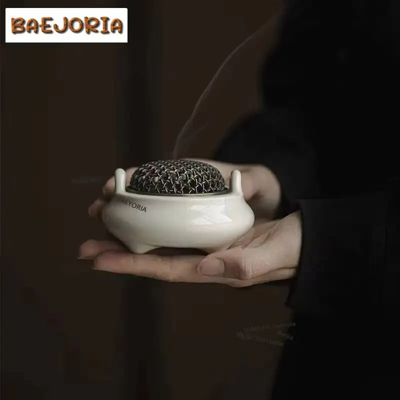 Plant Ash Handmade Incense Burner Zen Ceramic Incense Holder Elegant Diffuser Scented Aromatic Candles Drinkware Equipment Craft