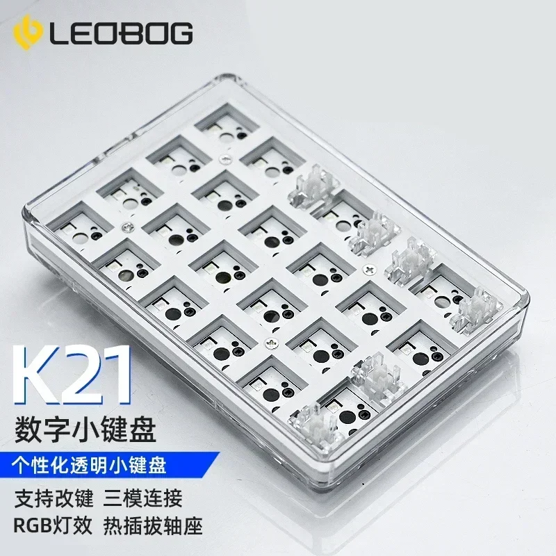 Leobog K21 Numpad Kits 3 Mode 21 Keys USB 2.4G Bluetooth Wireless Keyboard Kit Rgb Customized Hot-Swap Mini Numeric Keypad Gifts