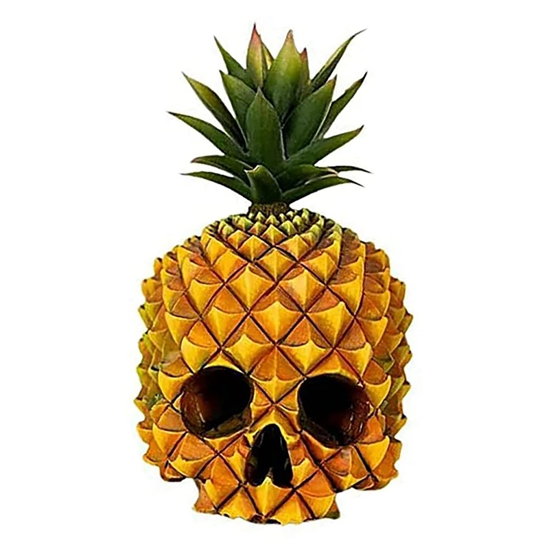 Resin Pineapple Skull Statue Halloween Decorations Sculptures Gothic Skull Skeleton Head Statue Ornaments Desktop Decor