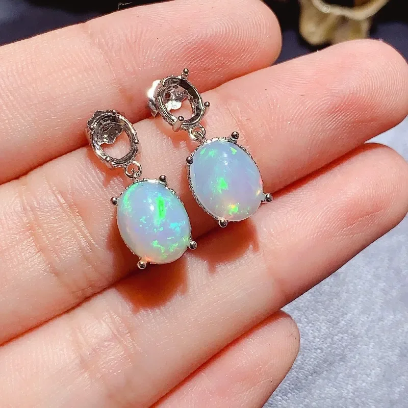 Jewelry 100% Natural Opal Earrings 8x10mm 100% Real Australia Opal Earrings Fashion 925 Silver Opal Jewelry