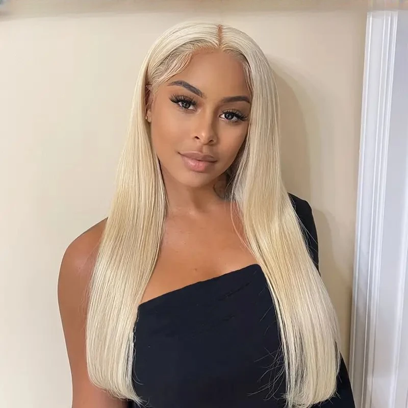 Rosabeauty 40Inches 13x6 Blonde 613 HD Glueless 13X4 Frontal Wig Preplucked 250% Straight Lace Front Human Hair Wigs For Women