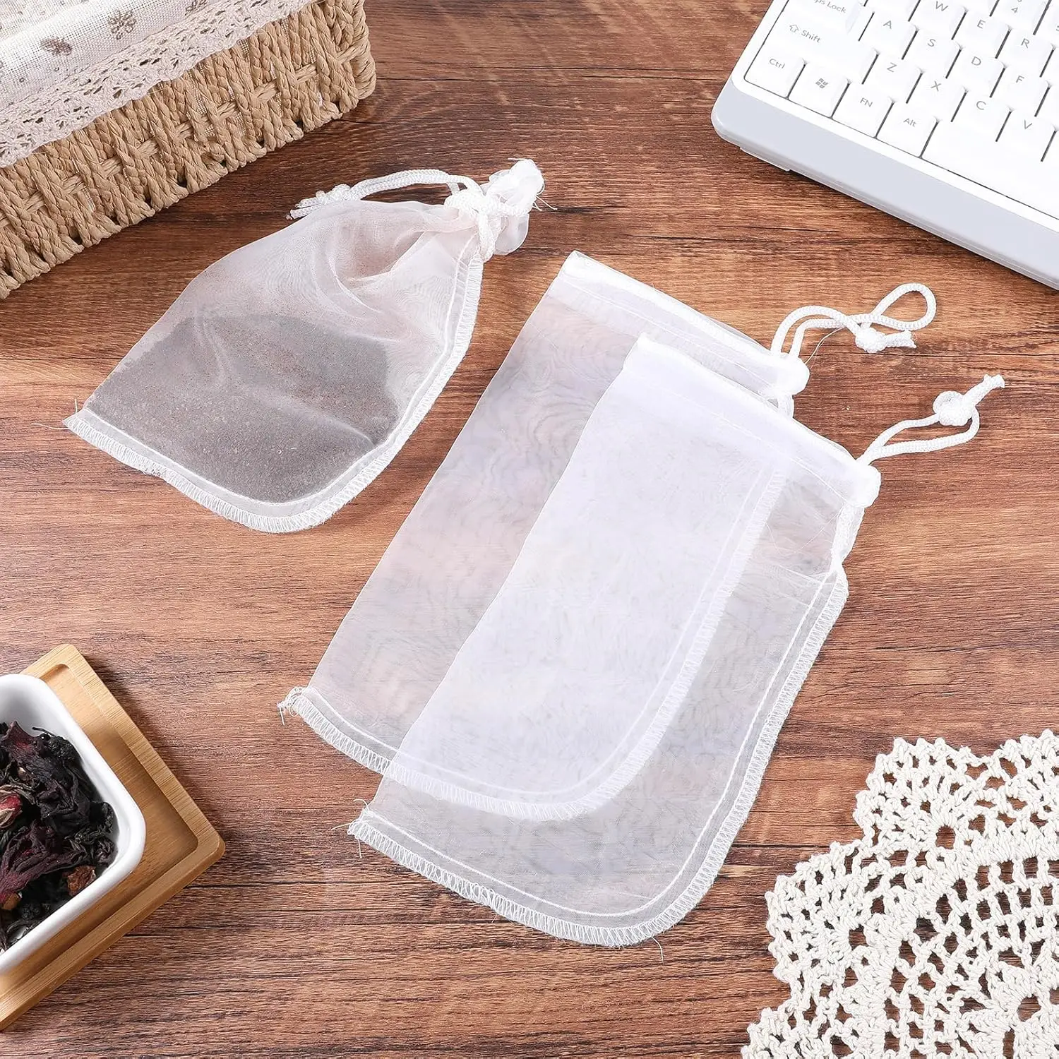 

4 Pack 180μm Aquarium Filter Bags Filter Bag Mesh Bags Drawstring Media Bag for Purigen Packets for