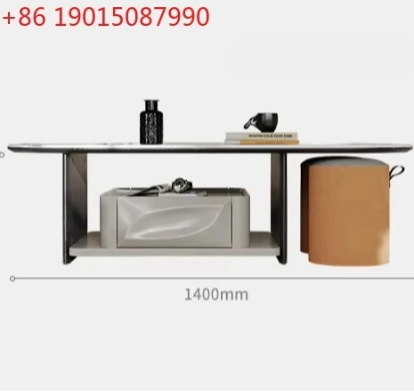 

N Wabi sand wind microcrystalline stone coffee table living room household size apartment tea table oval modern simplicity