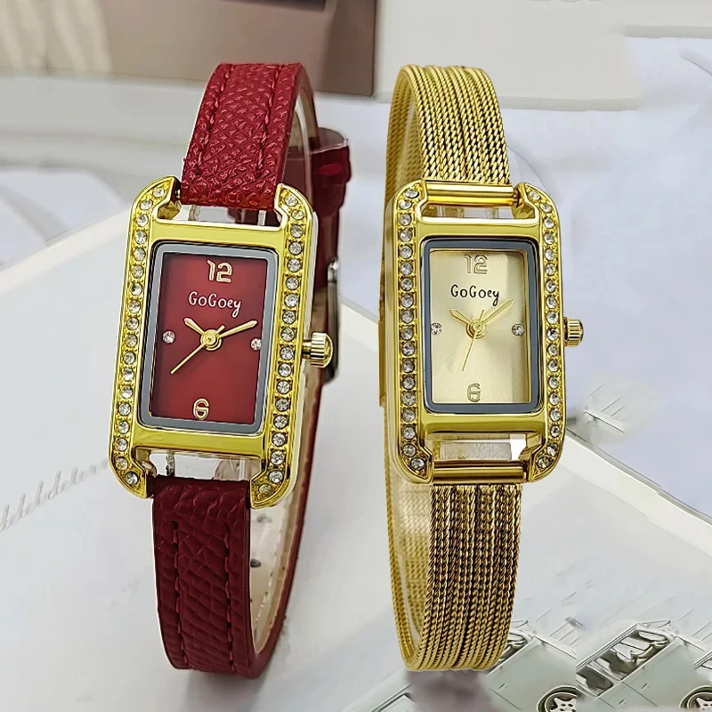 

Fashion Gift Women Watch Casual Luxury Wristwatch Ladies Rectangular Diamond-encrusted Dial Quartz Watch Dropshipping Clock