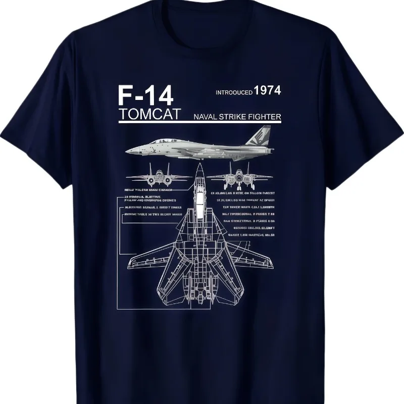 Fighter Military T-shirt, Fighter Parameter Line Draft Printed Men's T-shirt, Summer New Casual Unisex T-shirt