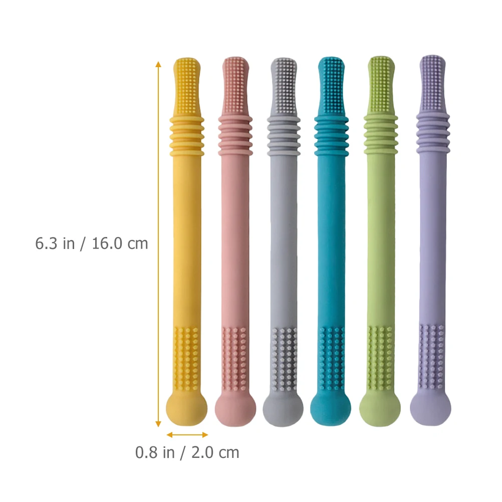 

6Pcs Baby Teether Tubes Silicone Molar Teething Straws Soothe Gums Promote Feeding Development Improve Speech Skills