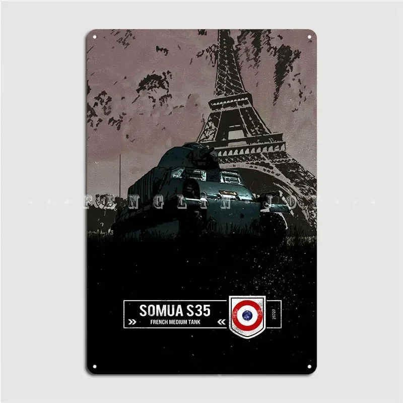Somua S35 علامة معدنية حانة تخصيص لوحات المطبخ تين تسجيل ملصق