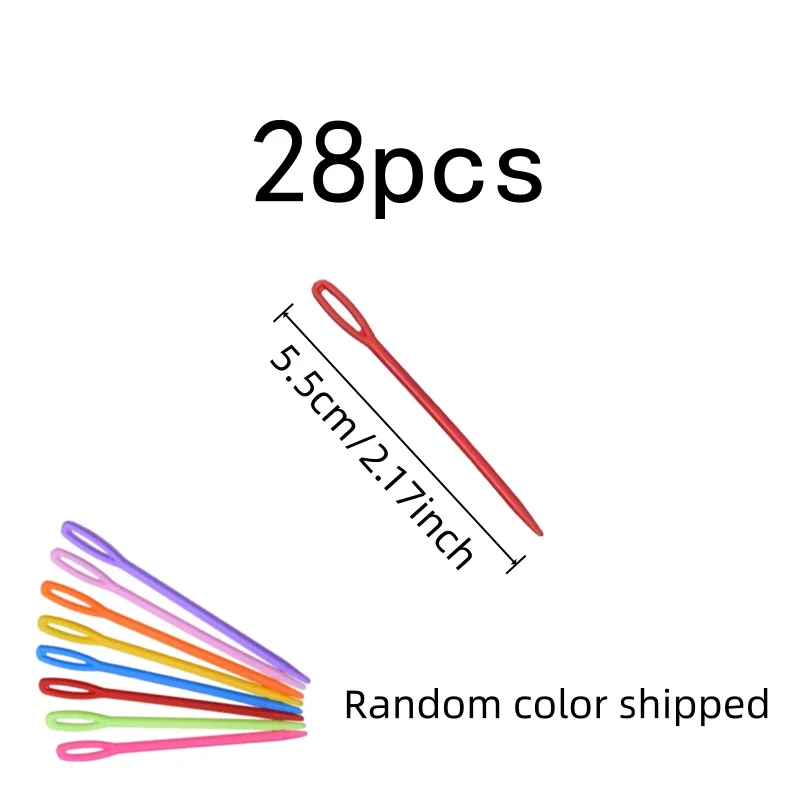 Large Eye Easy Threading 5.5cm Yarn Weaving Needles 28 pcs, perfect for Handmade Doll Making, Random Color Assortment