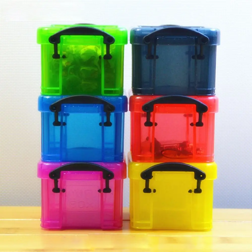 Multi-functional Mini Buckle Storage Box Candy Color Minimalism Mini Storage Container Transparent Plastic Desktop Organizer Box