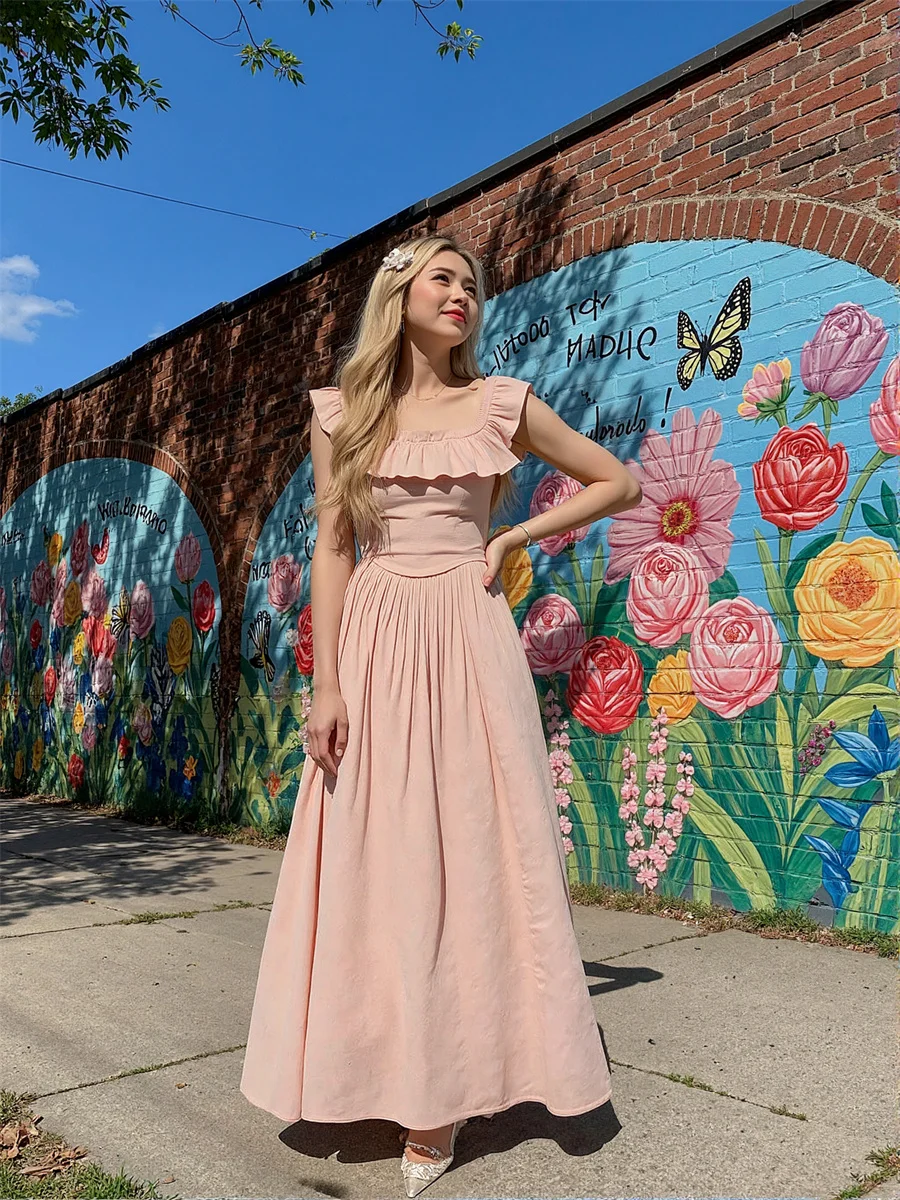Vestidos de mujer Estilo Fairycore rosa Manga voladora Boda Novias Damas de honor Recepción Baile de graduación Cumpleaños Otoño