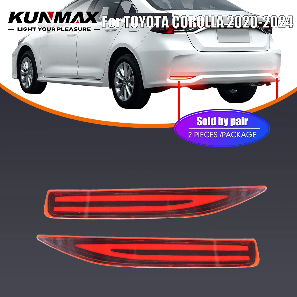 

2 шт. светодиодных задних бамперных фонарей-отражателей для TOYOTA COROLLA 2020-2024, стоп-сигналы, фонари заднего хода, аксессуары, красные с дымчатыми линзами