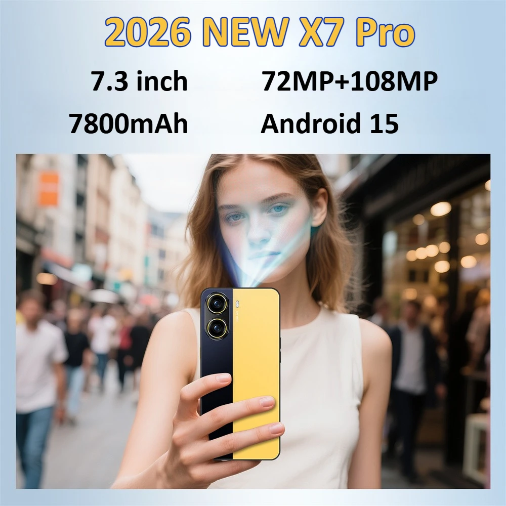 Hot X7 Pro Telefoni Cellulari 7.3HD Smartphone Android 15 Originale 4G 5G Doppia Scheda Cellulari Dual Standby Telefono Cellulare Economico 7800Mah