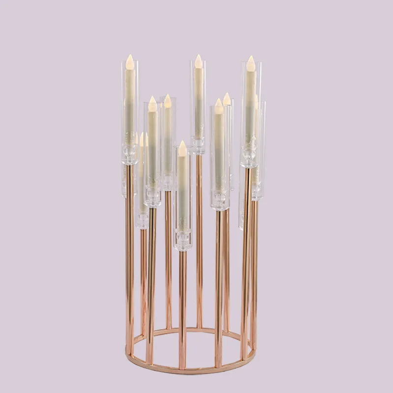 5pcs10pcs Metal Holders acrylic Candlesticks Flower Vases Wedding Table Centerpiece Pillar Stand Road Lead Party Decoration