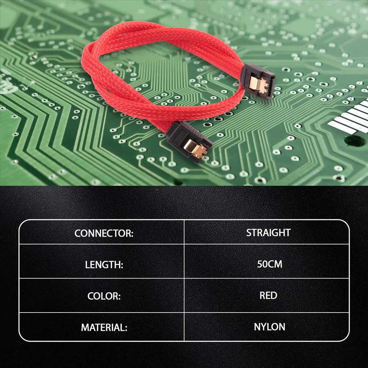 【Digital Parts】 50CM SATA 3.0 III SATA3 7pin Data Cable 6Gb/s SSD Cables HDD Hard Disk Data Cord with Nylon Sleeved Premium Vers