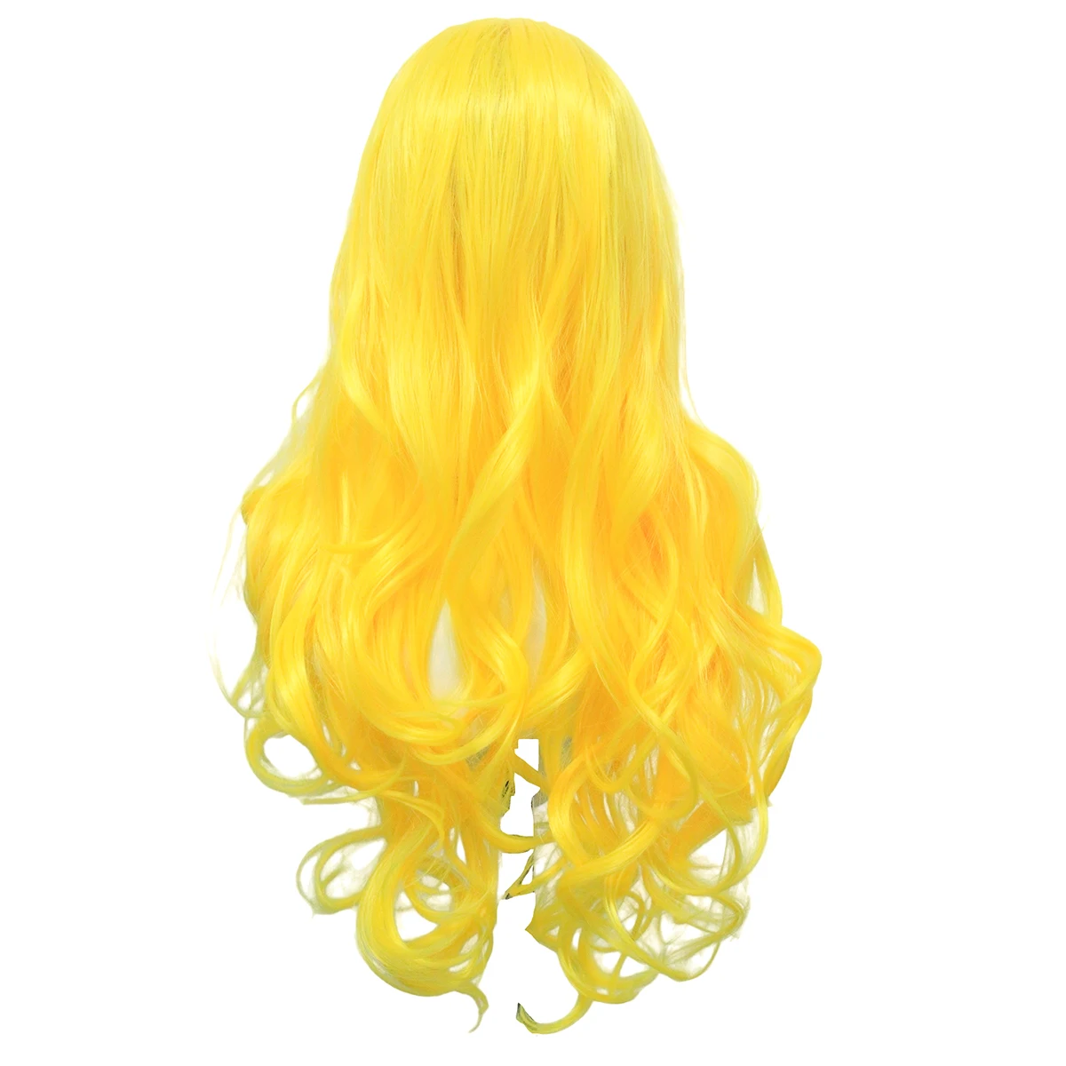 Women's Bright Yellow Long Curly Synthetic Wig for Cosplay and Themed Party