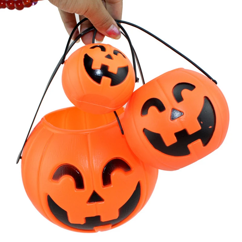 Pumpkin Bucket Halloween Candy Trick Or Treat Buckets Holder Pail Mini Basket Halloween Gift Home Decoration Props