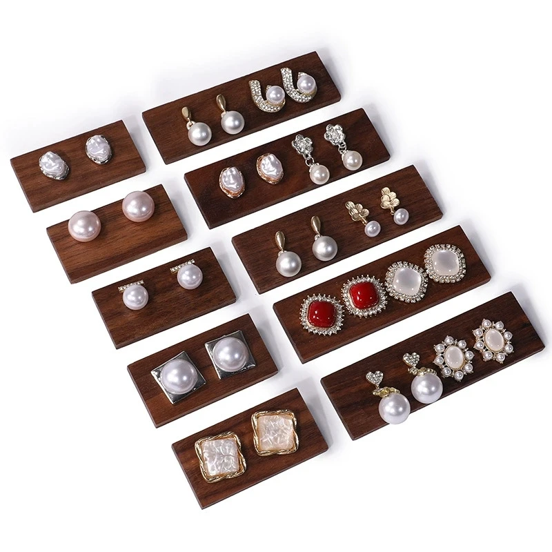 

3pcs Simple Wooden Earrings Display Stand Stud Earring Jewelry Organizer Photography Showcase Props For Home & Retail Use