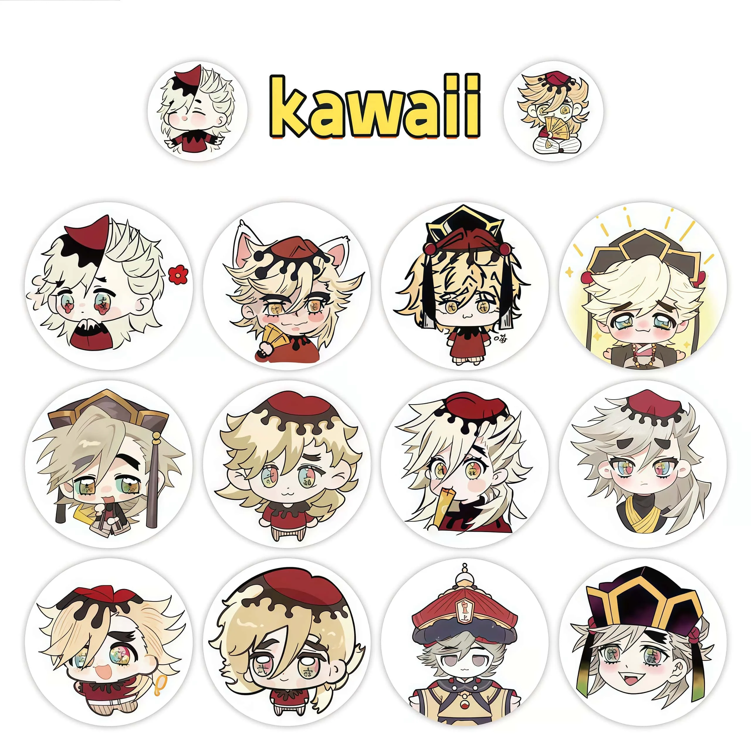 500Pcs Demon Slayer Douma Round Sticker Roll, Cute Chibi Douma Multi Expression Labels for Package Sealing Journal Anime Fan DIY