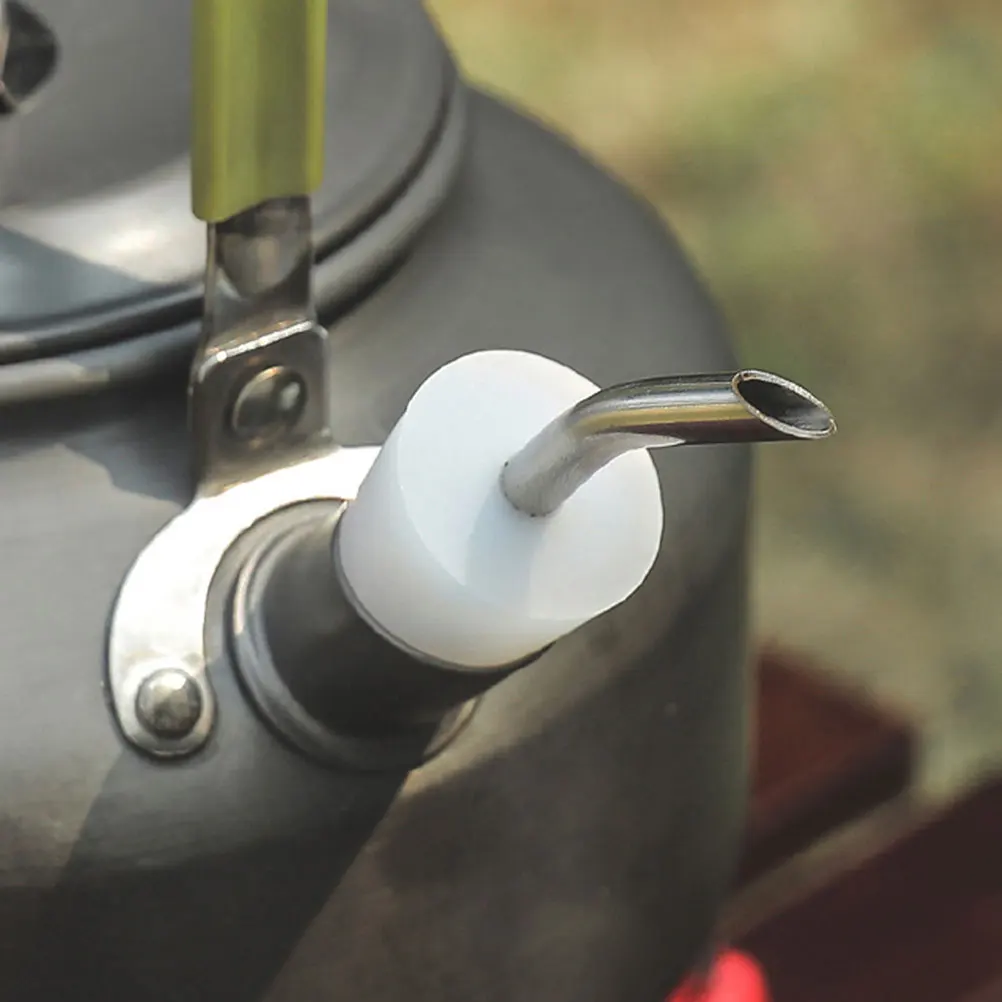 

2pcs Camping Kettle Filter Stainless Steel Silicone Mouth Extension Tubes Spout Extender Silver Color Outdoor Hiking Parts