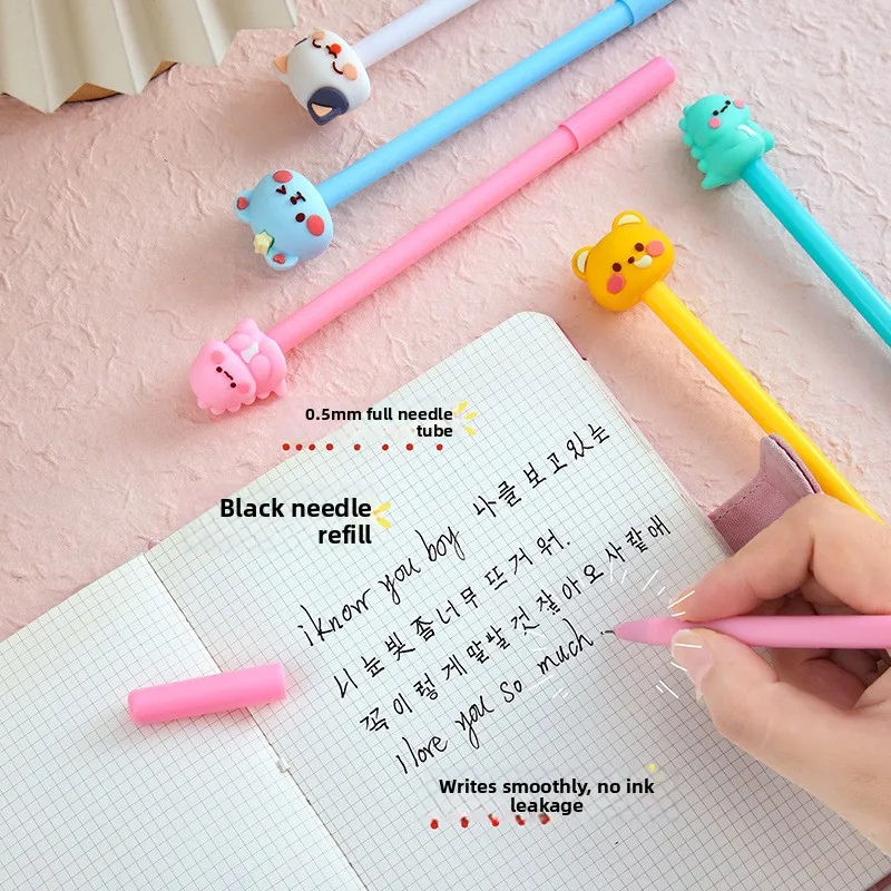 10Pcs/Lot Cute Cartoon Bear Cat Dinosours Gel Pens Kawaii Animal Black Ink Writing Pencil Kids School Office Supplies Gifts view 5