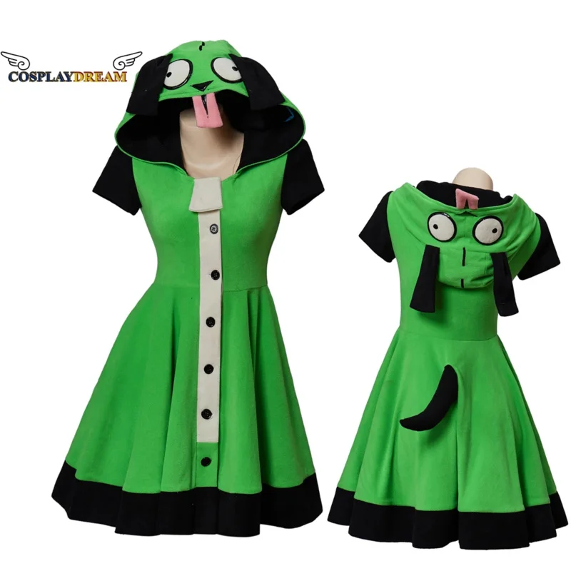 Invader enzyme cosplay girl costume inspired Kigurumi dress invader enzyme hoodie alien cosplay Halloween costume for women girl