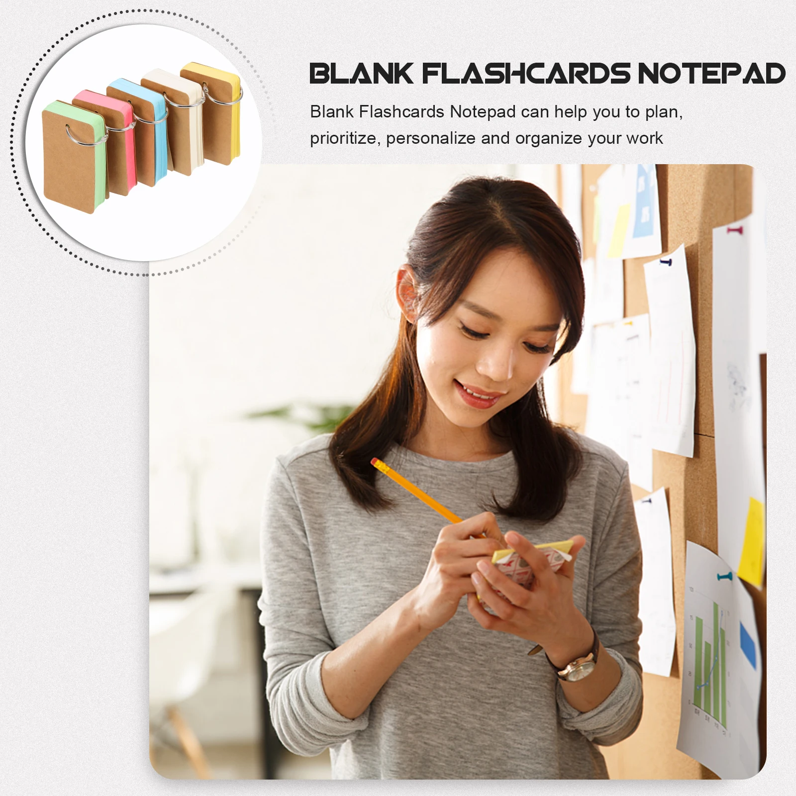 

5 Pcs English Word Cards Blank Thick Paper Notepad Pink Yellow Green Blue White Flashcards Students Notebooks Memo Cards