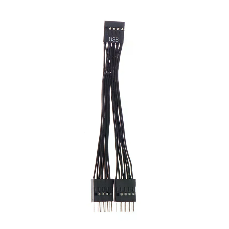 1pc 10cm Computer Motherboard Usb Extension Cable 9 Pin 1 Female to 2 Male y Splitter Audio hd Extension Cable for pc