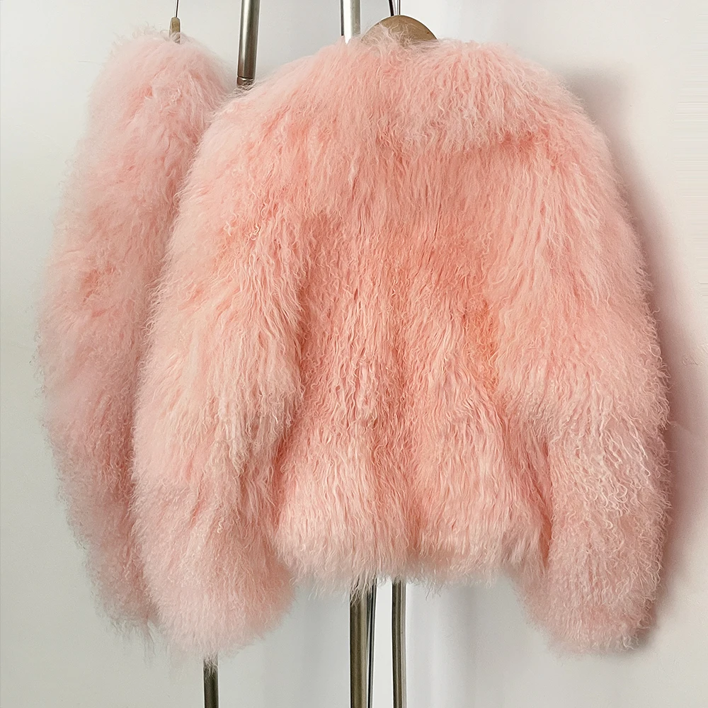 OFTBUY Natural Mongolia Sheep Fur Coat 2025 Winter Clothing Women Fashion Warm Thick Clothes Lady Elegant Real Fur Coat Female