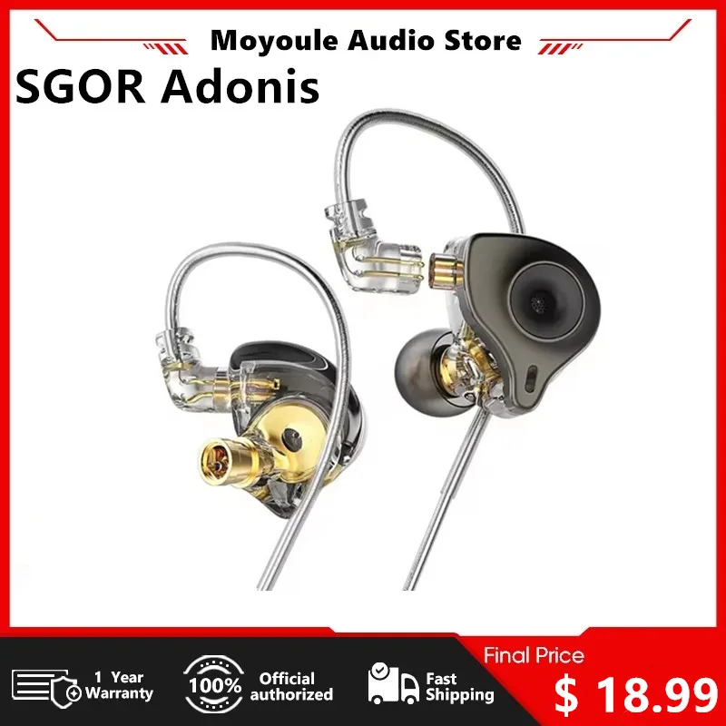 SGOR Adonis 1DD+1BA Hybrid Technology Earphones In Ear Monitor HIFI Super Bass Earbuds High Sound Quality Music Headphones VENUS