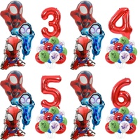 16Pcs Spidey And His Amazing Friend Balloon Set 32inch Red Number Baby Shower Spiderman Themed Kids Boys Birthday Party Decor