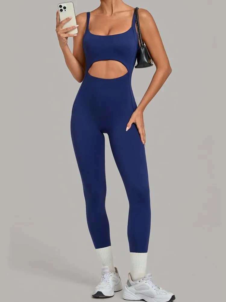Solid Color Sports Women Jumpsuits For Summer Autumn Sleeveless Backless Fashion Streetwear Overalls Pants Trousers