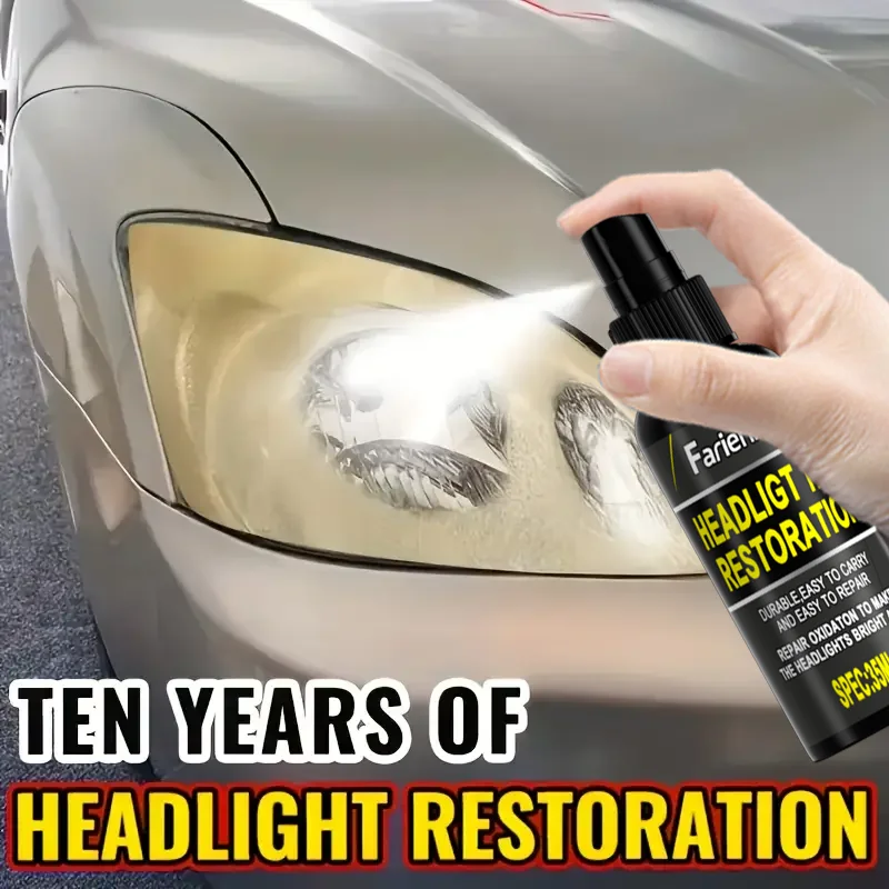 Headlight Restoration Spray 35ml - Car Headlight Cleaner, Cloudy Lens Repair, Long-lasting Clarity, UV Protection